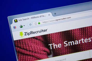 Ryazan, Rusya - 26 Haziran 2018: Ziprecruiter ana web sitesi Pc. Url - Ziprecruiter.com görüntüleme