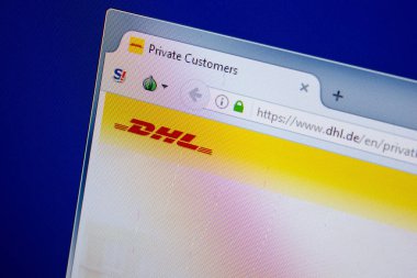 Ryazan, Rusya - 26 Haziran 2018: Dhl ana web sitesi Pc. Url - Dhl.de görüntüleme