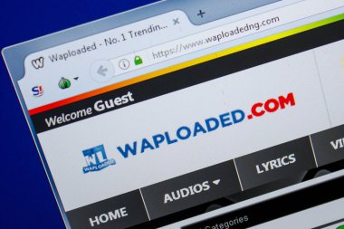 Ryazan, Rusya - 26 Haziran 2018: Waploaded ana web sitesi Pc. Url - Waploaded.com görüntüleme