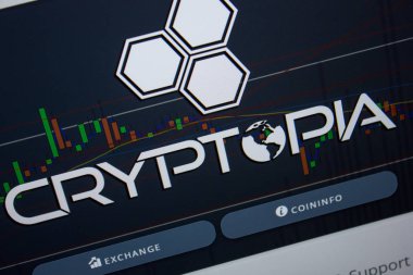 Ryazan, Rusya - 26 Haziran 2018: Cryptopia ana web sitesi Pc. Url - Cryptopia.co.nz görüntüleme