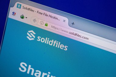 Ryazan, Rusya - 26 Haziran 2018: Solidfiles ana web sitesi Pc. Url - Solidfiles.com görüntüleme