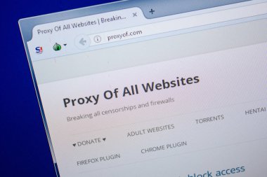 Ryazan, Rusya - 26 Haziran 2018: Proxyof ana web sitesi Pc. Url - Proxyof.com görüntüleme