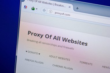 Ryazan, Rusya - 26 Haziran 2018: Proxyof ana web sitesi Pc. Url - Proxyof.com görüntüleme