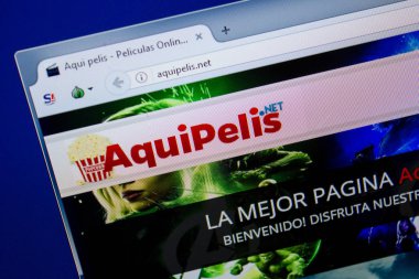 Ryazan, Rusya - 26 Haziran 2018: Aquipelis ana web sitesi Pc. Url - Aquipelis.net görüntüleme