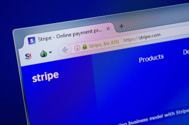 Ryazan, Rusya - 26 Haziran 2018: Şerit ana web sitesi Pc. Url - Stripe.com görüntüleme