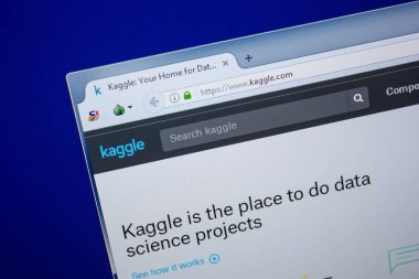 Ryazan, Rusya - 26 Haziran 2018: Kaggle ana web sitesi Pc. Url - Kaggle.com görüntüleme