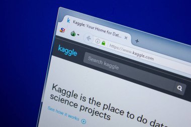 Ryazan, Rusya - 26 Haziran 2018: Kaggle ana web sitesi Pc. Url - Kaggle.com görüntüleme