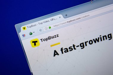 Ryazan, Rusya - 26 Haziran 2018: Topbuzz ana web sitesi Pc. Url - Topbuzz.com görüntüleme