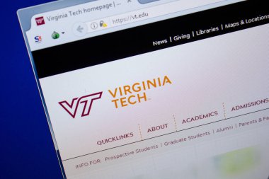 Ryazan, Rusya - 26 Haziran 2018: Vt ana web sitesi Pc. Url - Vt.edu görüntüleme
