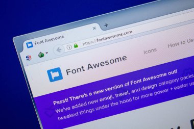 Ryazan, Rusya - 26 Haziran 2018: Fontawesome ana web sitesi Pc. Url - Fontawesome.com görüntüleme