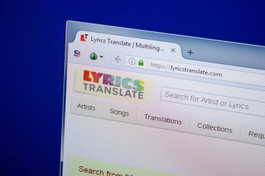 Ryazan, Rusya - 26 Haziran 2018: Lyricstranslate ana web sitesi Pc. Url - Lyricstranslate.com görüntüleme