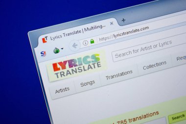 Ryazan, Rusya - 26 Haziran 2018: Lyricstranslate ana web sitesi Pc. Url - Lyricstranslate.com görüntüleme
