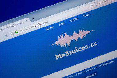 Ryazan, Rusya - 26 Haziran 2018: Mp3juices ana web sitesi Pc. Url - Mp3juices.cc görüntüleme