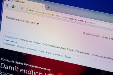 Ryazan, Rusya - 26 Haziran 2018: Deutsche Bank ana web sitesi Pc. Url - Deutsche Bank.de görüntüleme