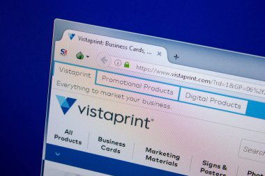 Ryazan, Rusya - 26 Haziran 2018: Vistaprint ana web sitesi Pc. Url - Vistaprint.com görüntüleme