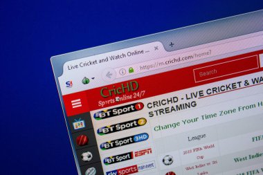 Ryazan, Rusya - 26 Haziran 2018: Crichd ana web sitesi Pc. Url - Crichd.com görüntüleme