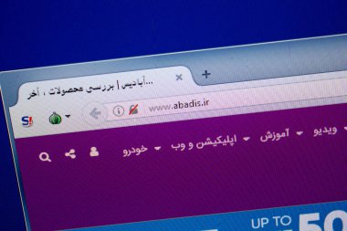 Ryazan, Rusya - 26 Haziran 2018: Abadis ana web sitesi Pc. Url - Abadis.ir görüntüleme