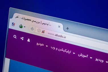 Ryazan, Rusya - 26 Haziran 2018: Abadis ana web sitesi Pc. Url - Abadis.ir görüntüleme