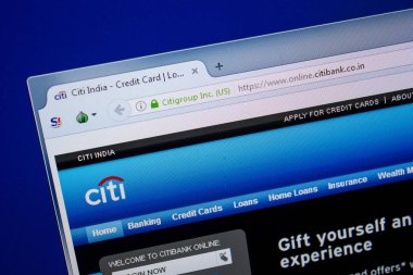 Ryazan, Rusya - 26 Haziran 2018: Citibank ana web sitesi Pc. Url - Citibank.co.in görüntüleme