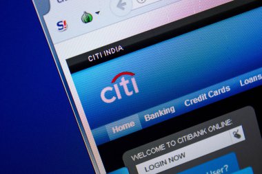 Ryazan, Rusya - 26 Haziran 2018: Citibank ana web sitesi Pc. Url - Citibank.co.in görüntüleme