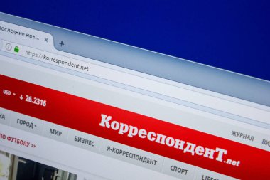 Ryazan, Rusya - 26 Haziran 2018: Korrespondent ana web sitesi Pc. Url - Korrespondent.net görüntüleme