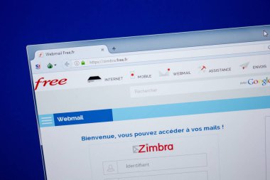 Ryazan, Rusya - 26 Haziran 2018: Zimbra ana web sitesi Pc. Url - Zimbra.free.fr görüntüleme