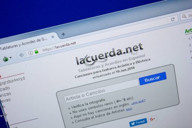 Ryazan, Rusya - 26 Haziran 2018: Lacuerda ana web sitesi Pc. Url - Lacuerda.net görüntüleme
