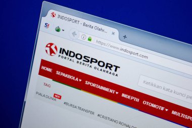 Ryazan, Rusya - 26 Haziran 2018: Indosport ana web sitesi Pc. Url - Indosport.com görüntüleme
