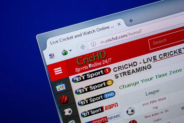 Ryazan, Rusya - 26 Haziran 2018: Crichd ana web sitesi Pc. Url - Crichd.im görüntüleme