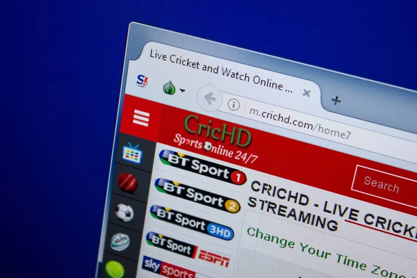 Ryazan, Rusya - 26 Haziran 2018: Crichd ana web sitesi Pc. Url - Crichd.im görüntüleme