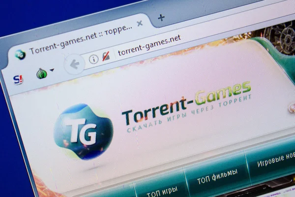 Ryazan Rusia Junio 2018 Página Web Torrent Games Pantalla Del — Foto de Stock