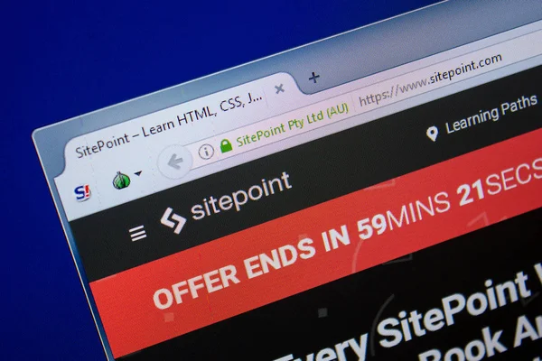 Ryazan, Rusya - 26 Haziran 2018: Sitepoint ana web sitesi Pc. Url - Sitepoint.com görüntüleme