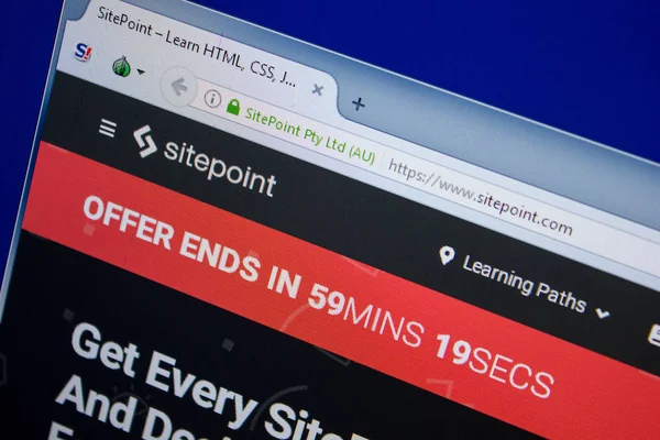 Ryazan, Rusya - 26 Haziran 2018: Sitepoint ana web sitesi Pc. Url - Sitepoint.com görüntüleme