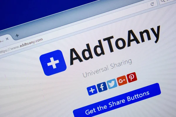 Ryazan, Rusya - 26 Haziran 2018: Addtoany ana web sitesi Pc. Url - Addtoany.com görüntüleme