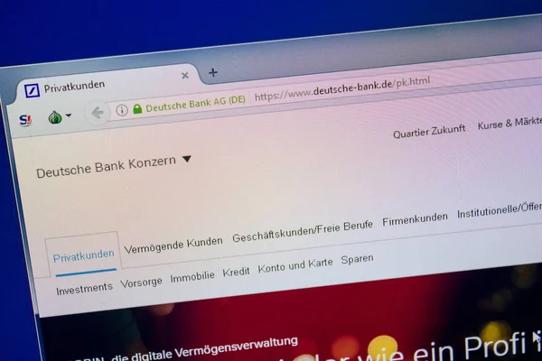 Ryazan, Rusya - 26 Haziran 2018: Deutsche Bank ana web sitesi Pc. Url - Deutsche Bank.de görüntüleme