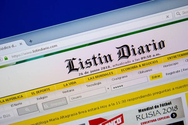 Ryazan, Rusya - 26 Haziran 2018: Listindiario ana web sitesi Pc. Url - Listindiario.com görüntüleme
