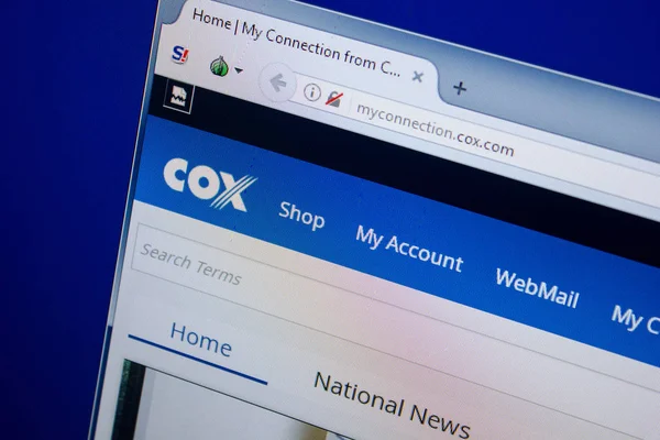 Ryazan, Rusya - 26 Haziran 2018: Cox ana web sitesi Pc. Url - Cox.net görüntüleme