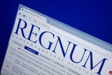 Ryazan, Rusya - 26 Haziran 2018: Regnum ana web sitesi Pc. Url - Regnum.ru görüntüleme