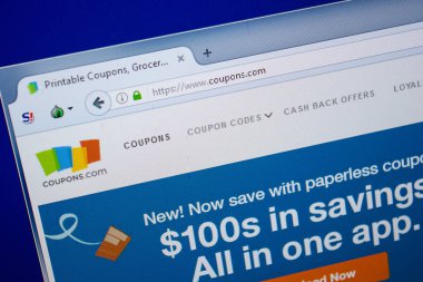 Ryazan, Rusya - 26 Haziran 2018: Kuponlar ana web sitesi Pc. Url - Coupons.com görüntüleme