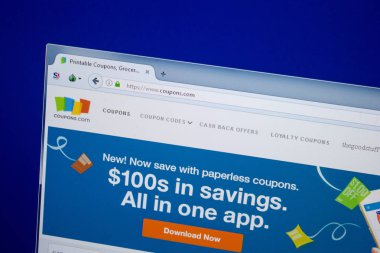 Ryazan, Rusya - 26 Haziran 2018: Kuponlar ana web sitesi Pc. Url - Coupons.com görüntüleme