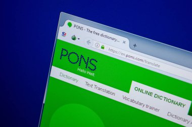 Ryazan, Rusya - 26 Haziran 2018: Pons ana web sitesi Pc. Url - Pons.com görüntüleme