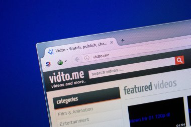 Ryazan, Rusya - 26 Haziran 2018: Vidto ana web sitesi Pc. Url - Vidto.me görüntüleme