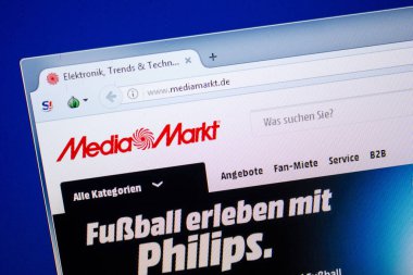 Ryazan, Rusya - 26 Haziran 2018: Mediamarkt ana web sitesi Pc. Url - Mediamarkt.de görüntüleme