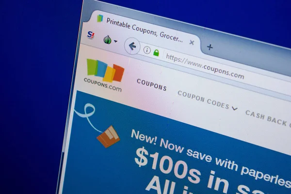 Ryazan, Rusya - 26 Haziran 2018: Kuponlar ana web sitesi Pc. Url - Coupons.com görüntüleme