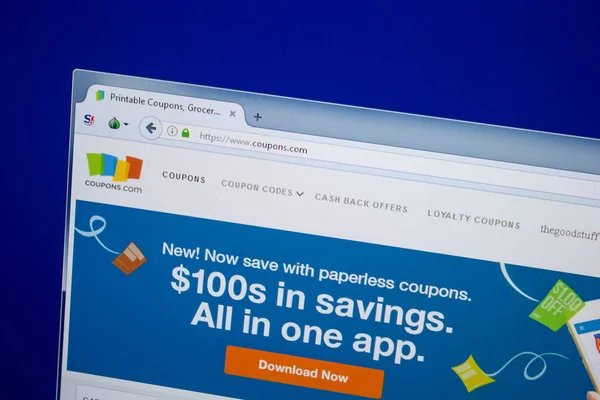 Ryazan, Rusya - 26 Haziran 2018: Kuponlar ana web sitesi Pc. Url - Coupons.com görüntüleme