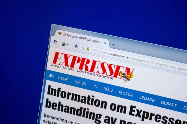 Ryazan, Rusya - 26 Haziran 2018: Web sitesi, ana Expressen Pc. Url - Expressen.se görüntüleme