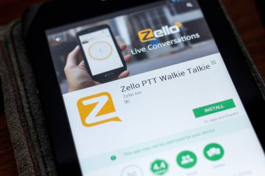 Ryazan, Russia - July 03, 2018: Zello PTT Walkie Talkie icon in the list of mobile apps clipart