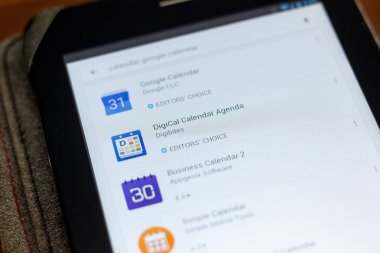 Ryazan, Rusya - 03 Temmuz 2018: Digical Takvim gündem mobil uygulaması Tablet Pc ekranda
