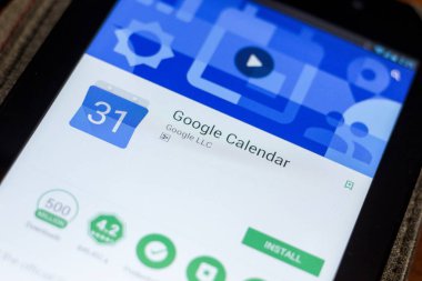 Ryazan, Rusya - 03 Temmuz 2018: Google takvim simgesini mobil uygulamalar listesi