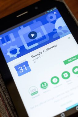 Ryazan, Rusya - 03 Temmuz 2018: Google takvim simgesini mobil uygulamalar listesi